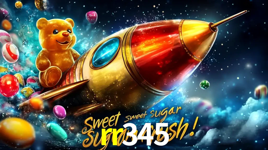 Arte promocional do jogo de slot Sugar Rush, com um urso de pelúcia em um foguete viajando pelo espaço de doces, um dos jogos divertidos disponíveis no cassino rr345.